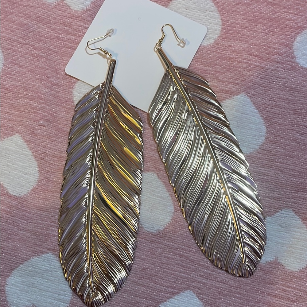 Gold and Silver Feather Earrings